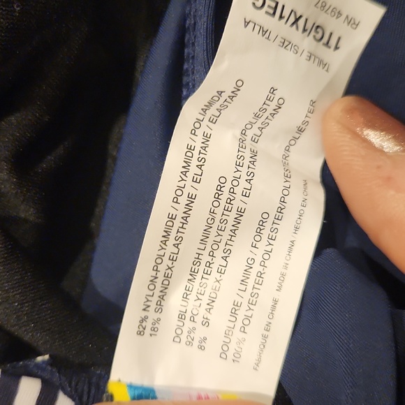 NWT Costa Del Sol Stripe Top Plus Size One Piece Cut Out Swimsuit Size 1X - Picture 9 of 11